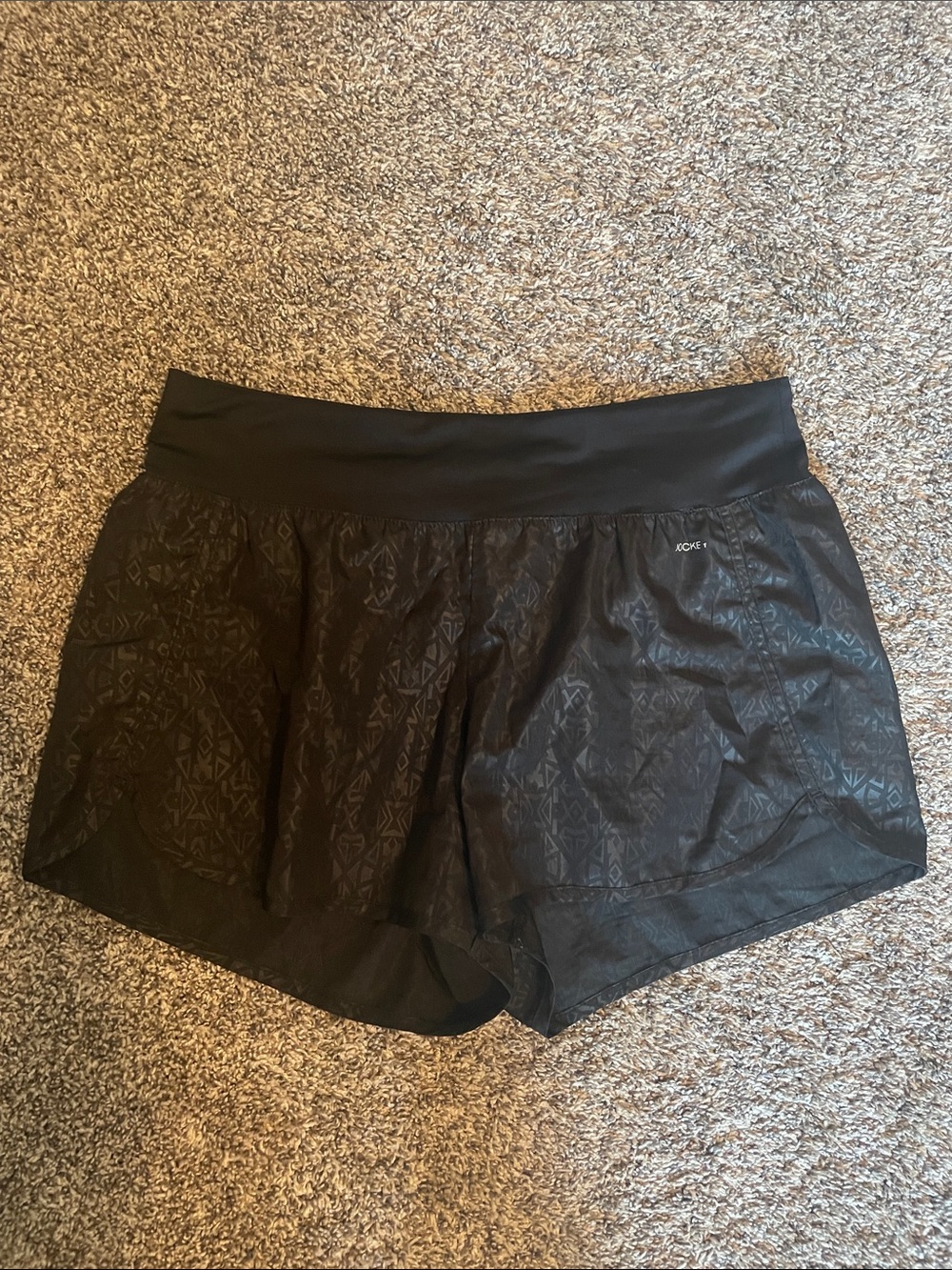 Jockey Black Women’s Athletic Shorts with Subtle Geometric Print